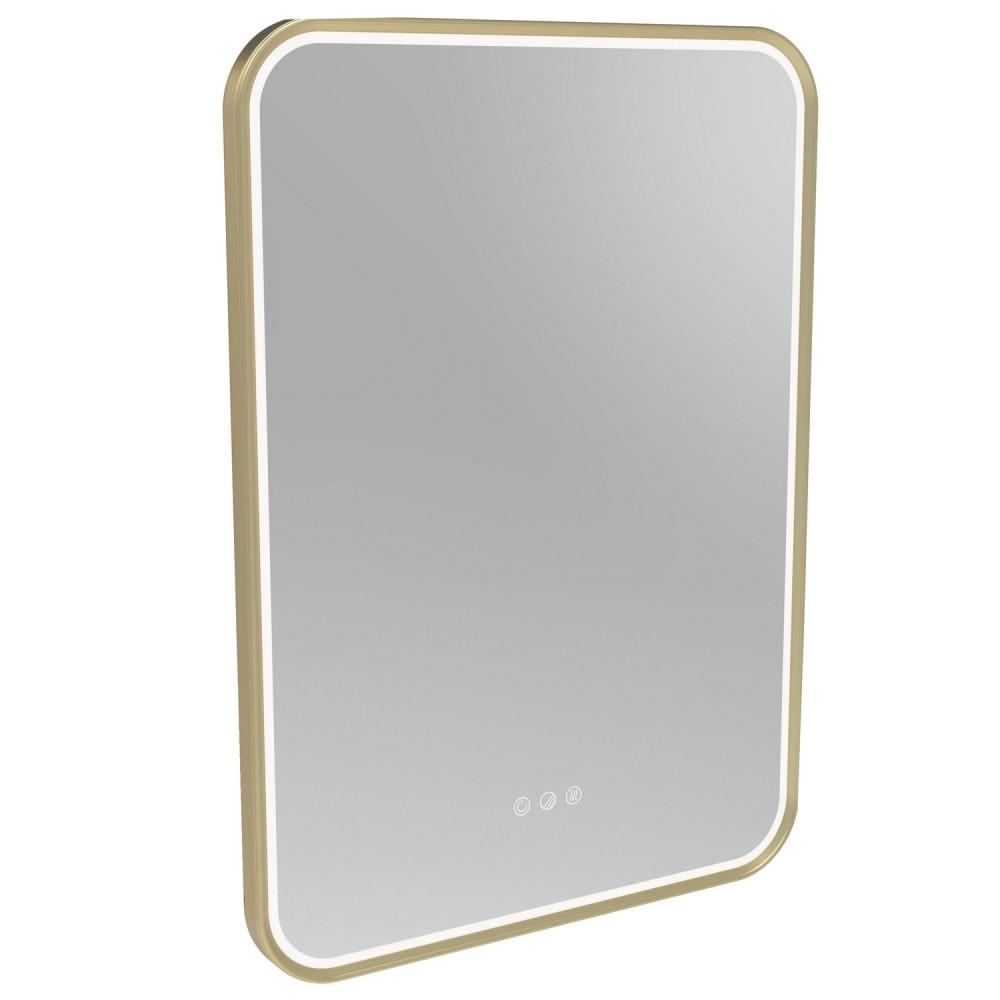 Tavistock Alderbury 500 x 700mm Brushed Brass Illuminated Rectangular Bathroom Mirror