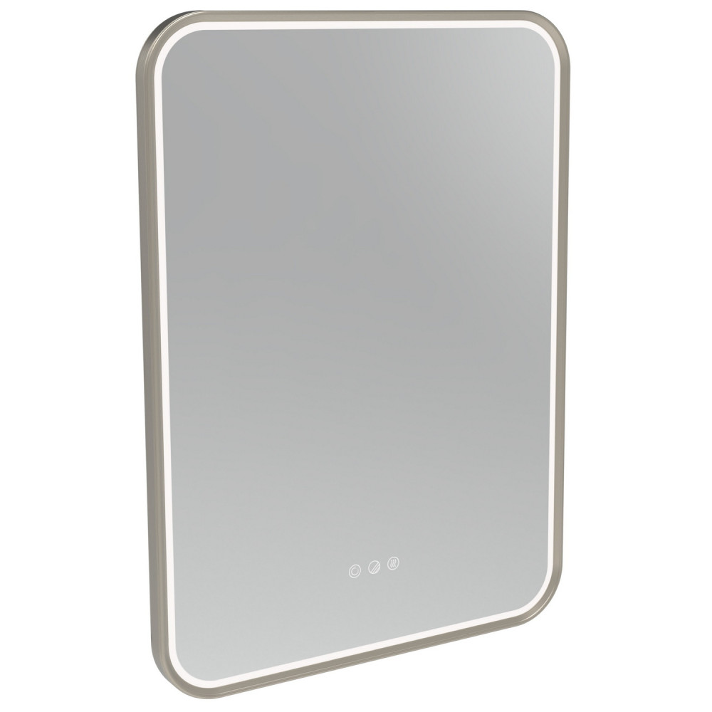 Tavistock Alderbury 500 x 700mm Brushed Nickel Illuminated Rectangular Bathroom Mirror