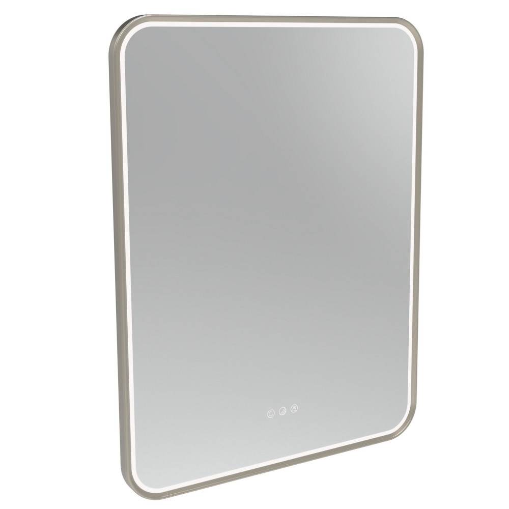 Tavistock Alderbury 600 x 800mm Brushed Nickel Illuminated Rectangular Bathroom Mirror