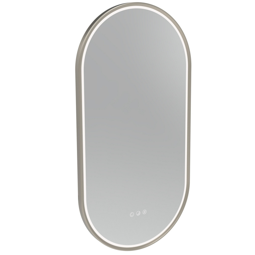 Tavistock Alderbury Pill 400 x 800mm Brushed Nickel Illuminated Bathroom Mirror