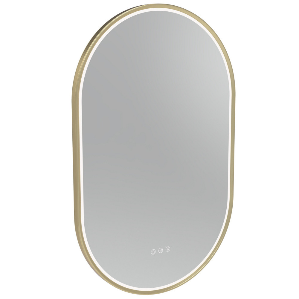 Tavistock Alderbury Pill 500 x 800mm Brushed Brass Illuminated Bathroom Mirror