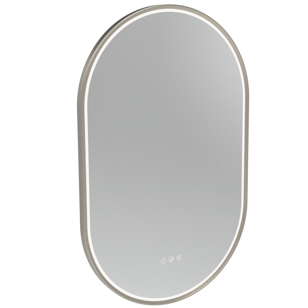 Tavistock Alderbury Pill 500 x 800mm Brushed Nickel Illuminated Bathroom Mirror
