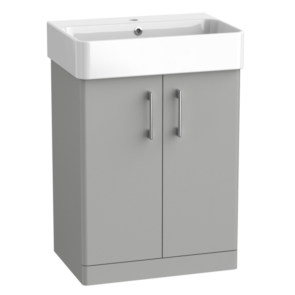 Tavistock Arlo Matt Light Grey 600mm Freestanding Vanity Unit and Basin