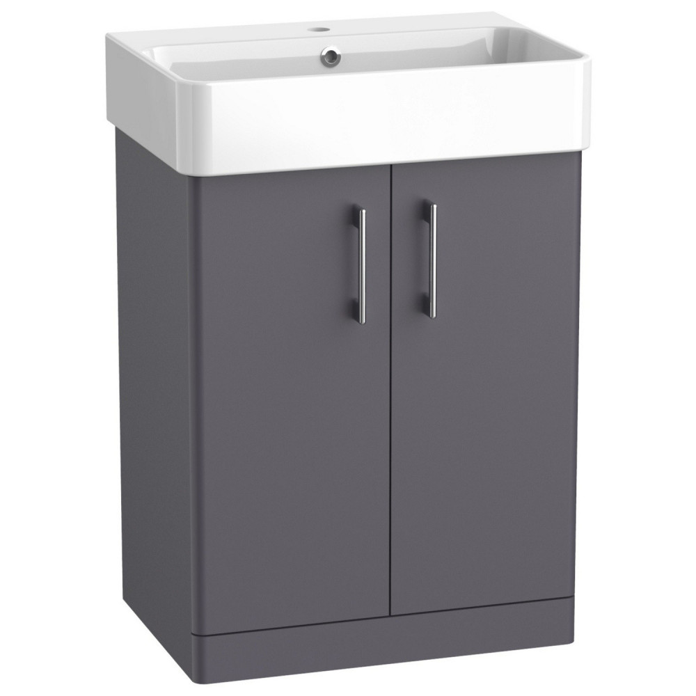 Tavistock Arlo Matt Storm Grey 600mm Freestanding Vanity Unit and Basin