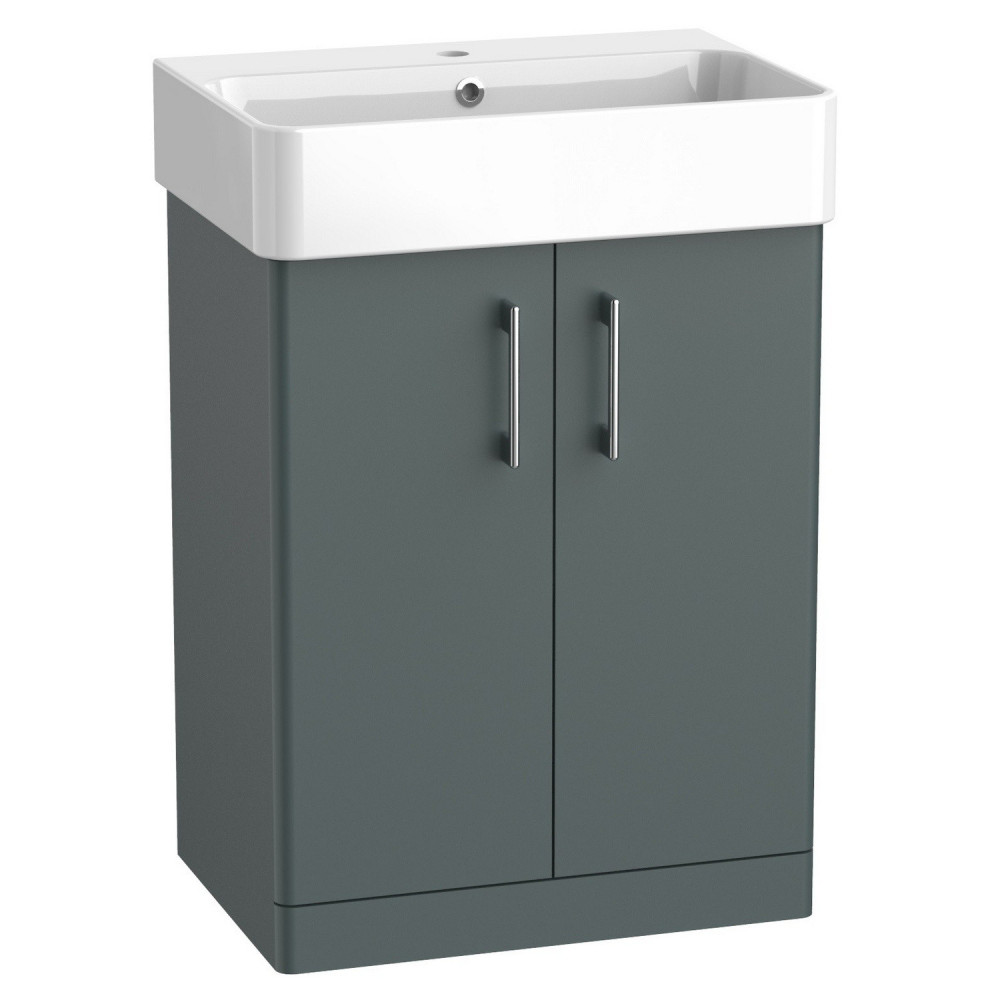 Tavistock Arlo Matt Viridian Green 600mm Freestanding Vanity Unit and Basin