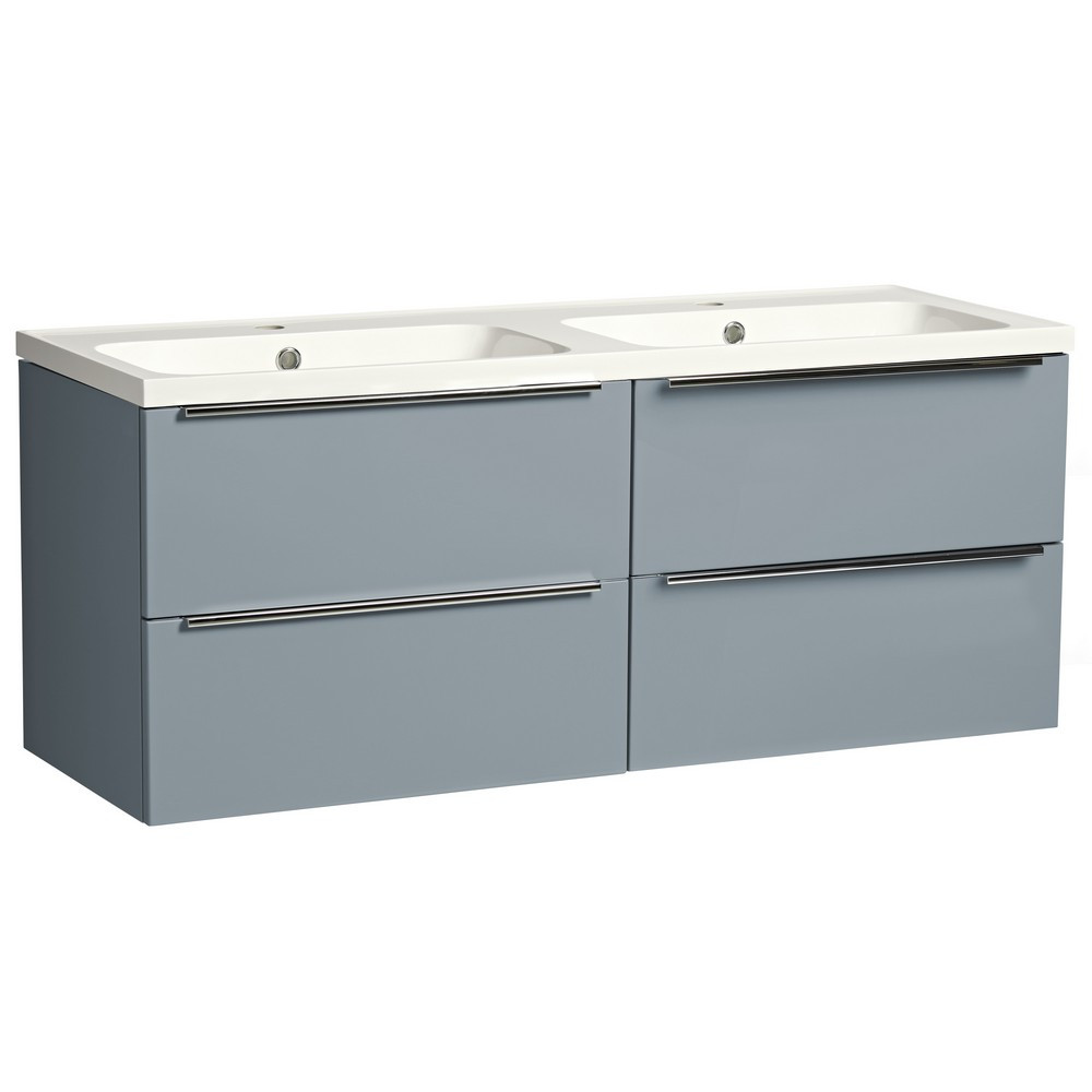 Tavistock Cadence 1200mm Wall Mounted Double Basin Vanity Unit in Gloss Spruce