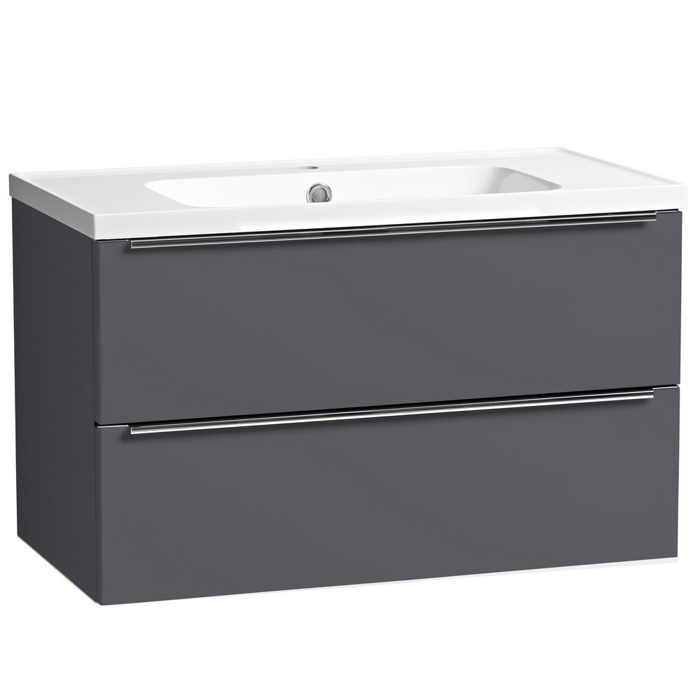 Tavistock Cadence 800mm Wall Mounted Unit in Storm Grey with Basin