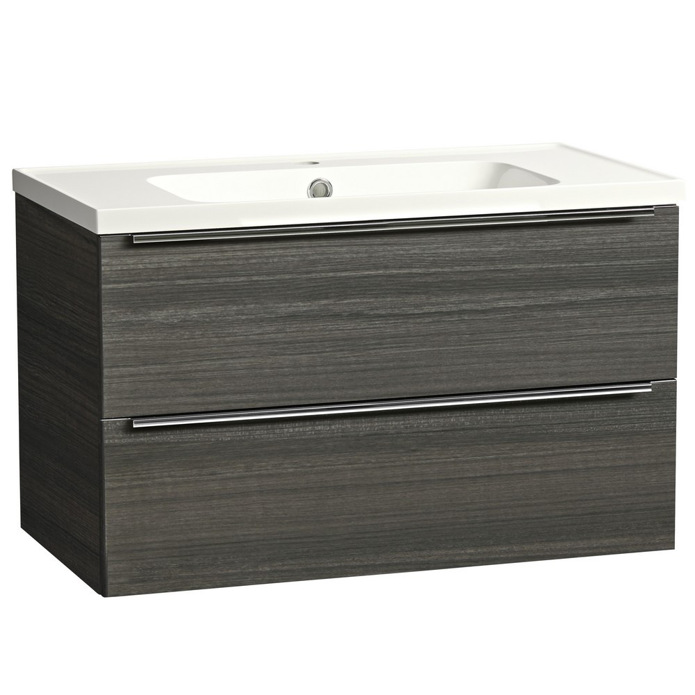 Tavistock Cadence 800mm Wall Mounted Unit in Tundra Wood with Basin