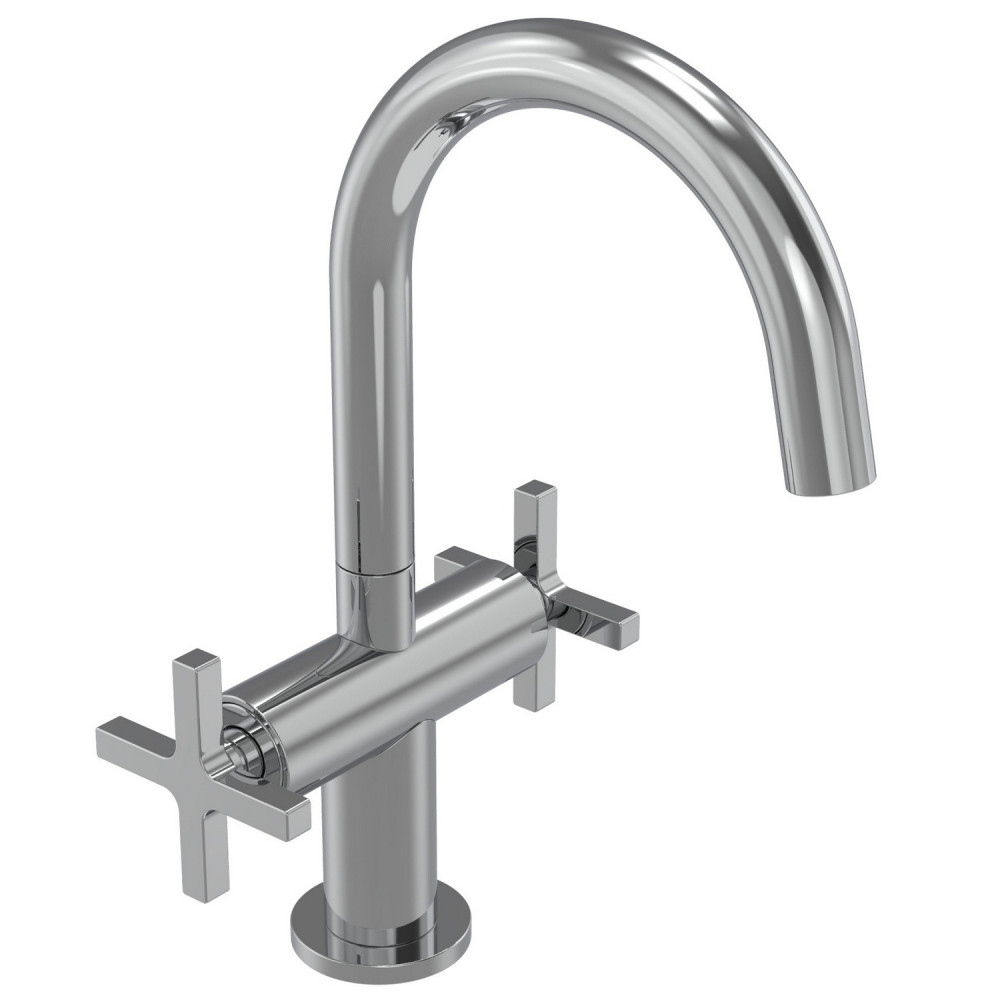 Tavistock Cohort Cross Two Handle Chrome Basin Mixer with Waste