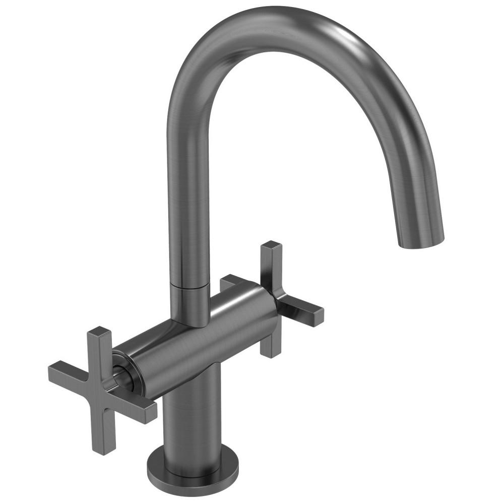 Tavistock Cohort Cross Two Handle Gunmetal Basin Mixer with Waste