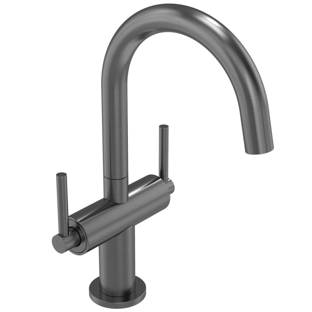 Tavistock Cohort Lever Two Handle Gunmetal Basin Mixer with Waste