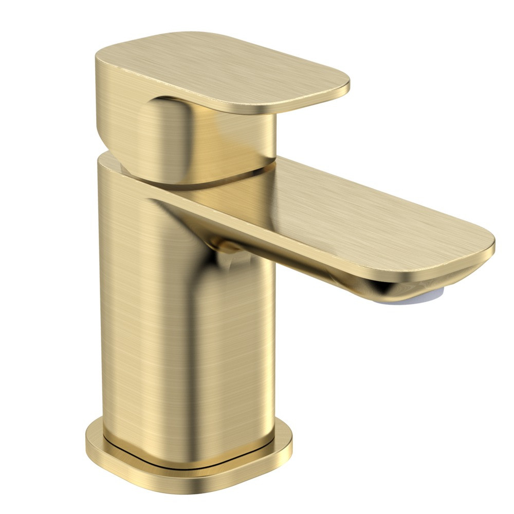 Tavistock Haze Brushed Brass Mini Basin Mixer with Click Waste