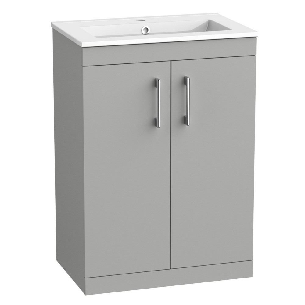 Tavistock Kew 600mm Matt Light Grey Freestanding Vanity Unit and Basin