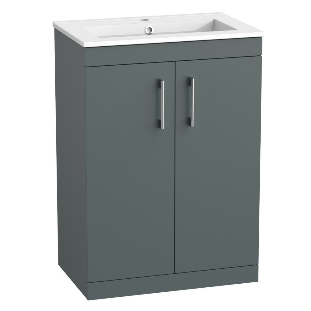 Tavistock Kew 600mm Matt Viridian Green Freestanding Vanity Unit and Basin