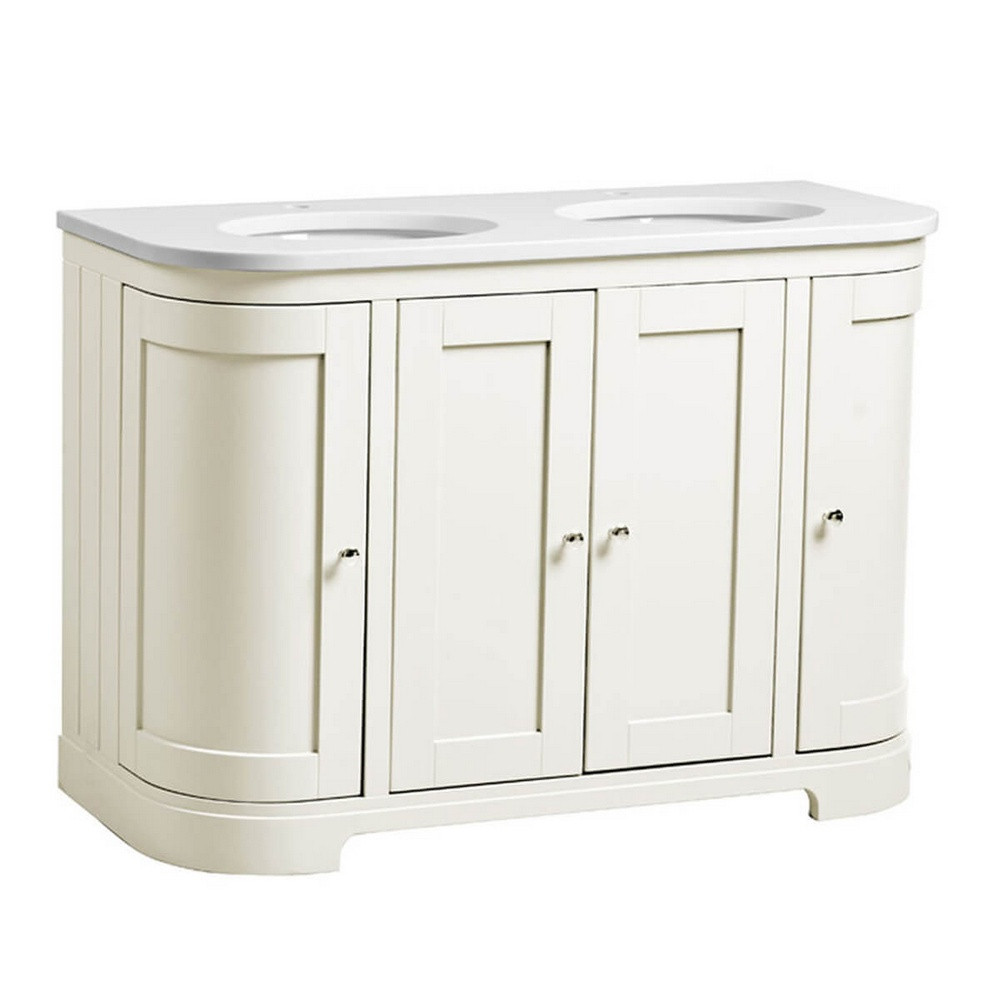 Tavistock Lansdown 1200mm Linen White Underslung Curved Double Vanity Unit