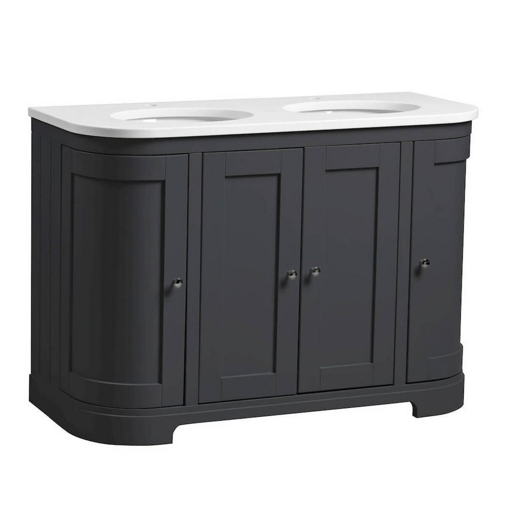 Tavistock Lansdown 1200mm Matt Dark Grey Underslung Curved Double Vanity Unit