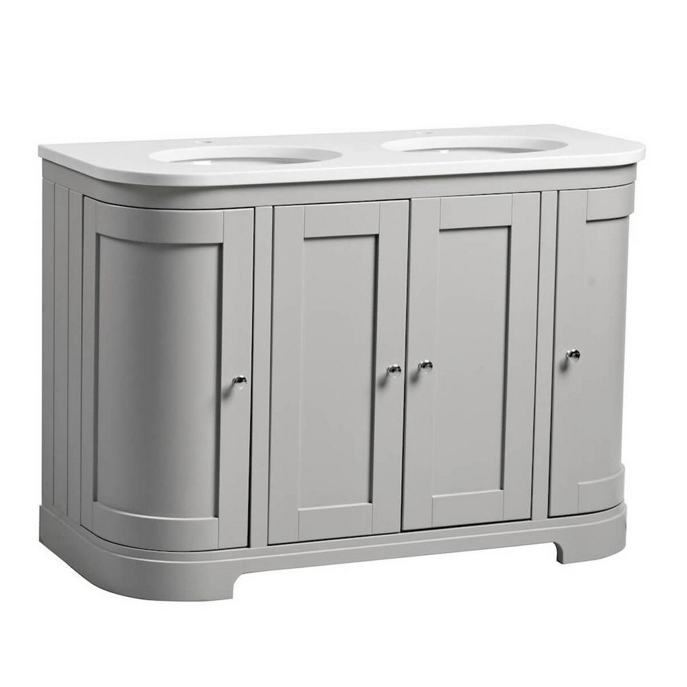 Tavistock Lansdown 1200mm Pebble Grey Underslung Curved Double Vanity Unit