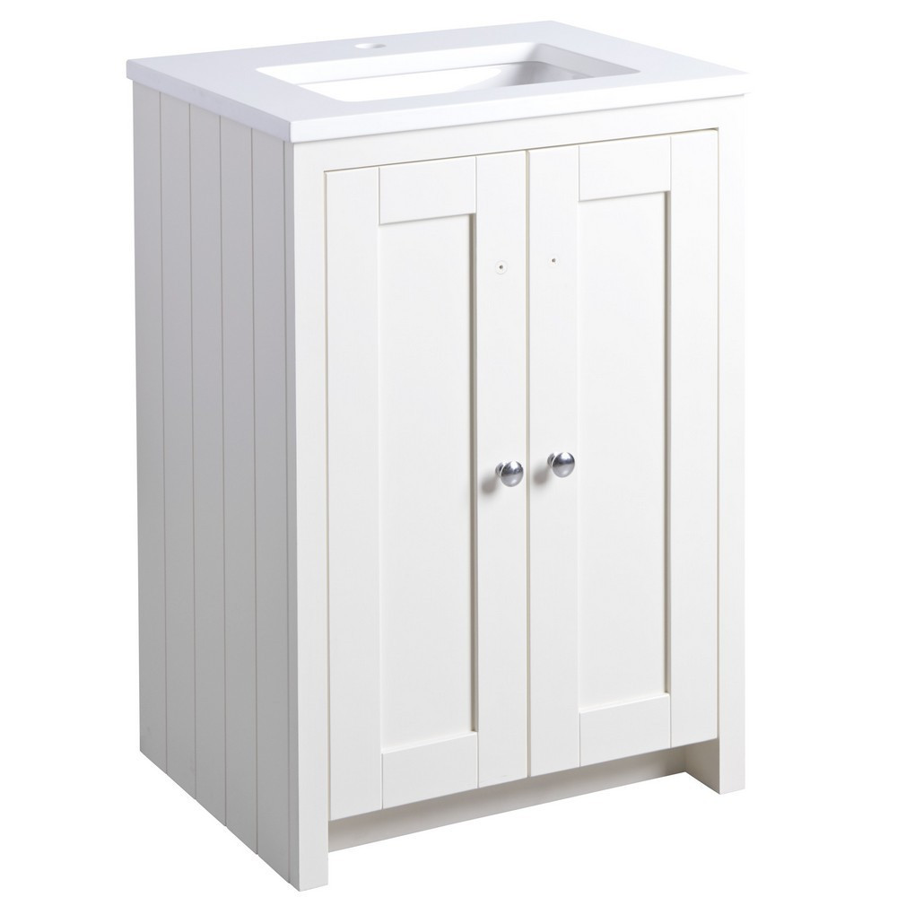 Tavistock Lansdown 600mm Underslung Unit in Linen White with Basin and Arctic Marble Worktop (1)