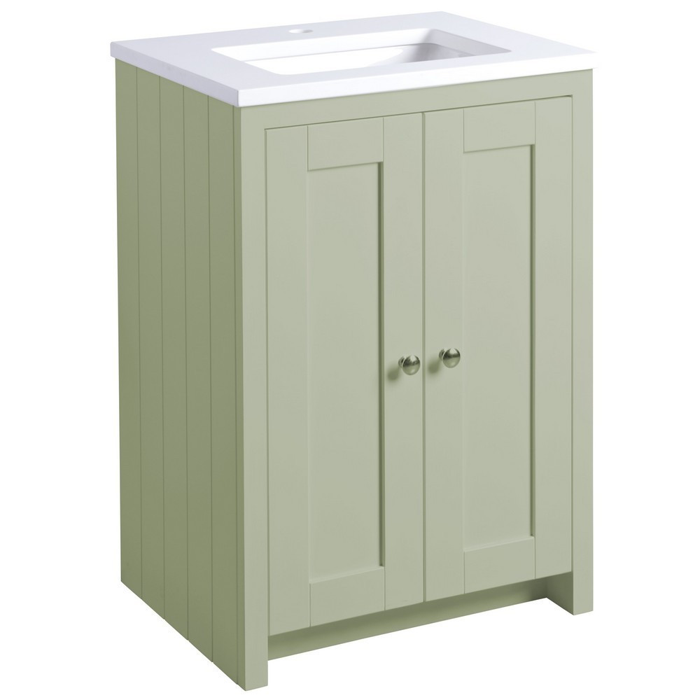 Tavistock Lansdown 600mm Underslung Unit in Pebble Grey with Basin and Carrara Marble Worktop (1)