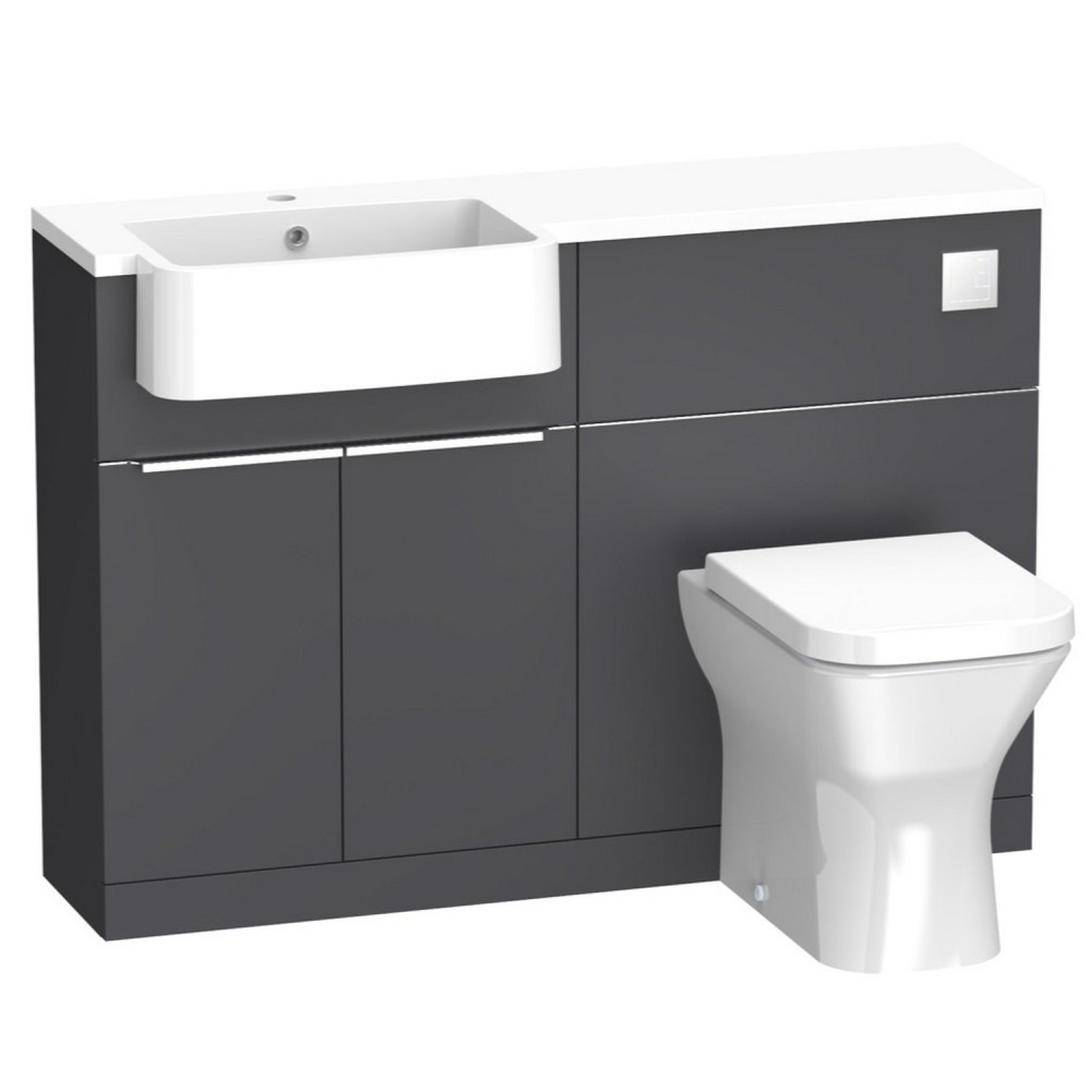 Tavistock Match 1200mm Left Hand Matt Storm Grey Combination Unit and Basin