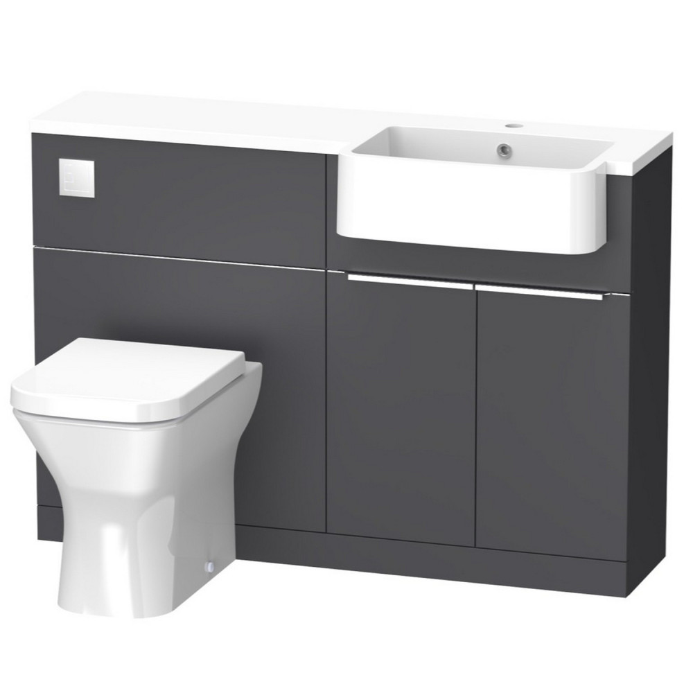 Tavistock Match 1200mm Right Hand Matt Storm Grey Combination Unit and Basin