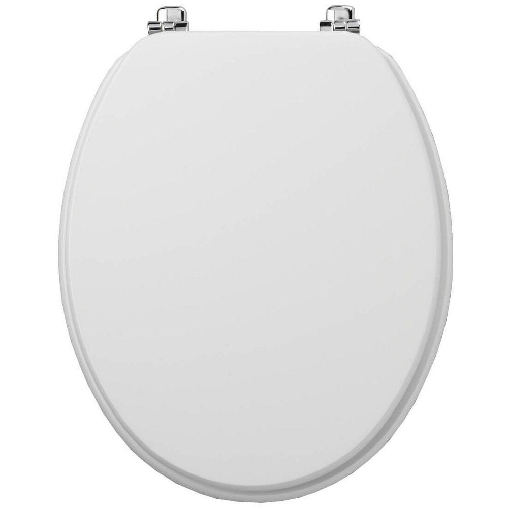 Tavistock Millennium White Toilet Seat With Chrome Hinges