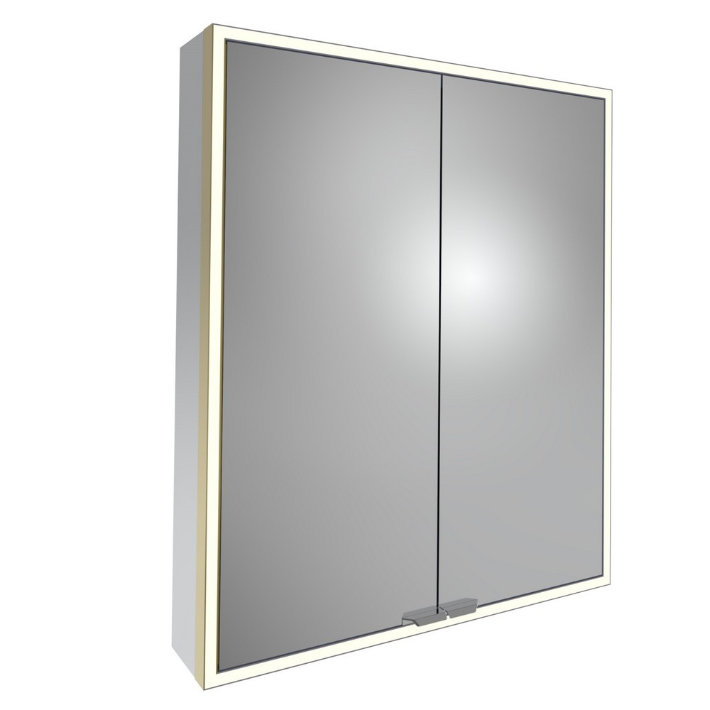 Tavistock Portrait 600mm Double Door Illuminated Mirror Cabinet in Brushed Brass