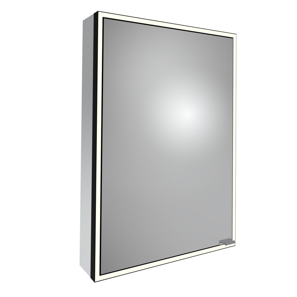 Tavistock Portrait 700 x 500mm Single Door Illuminated Mirror Cabinet in Black