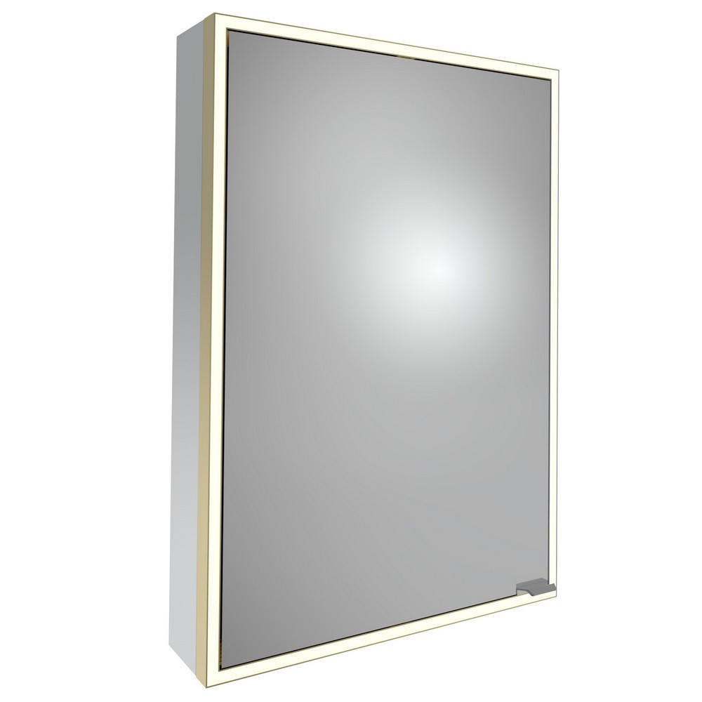 Tavistock Portrait 700 x 500mm Single Door Illuminated Mirror Cabinet in Brushed Brass