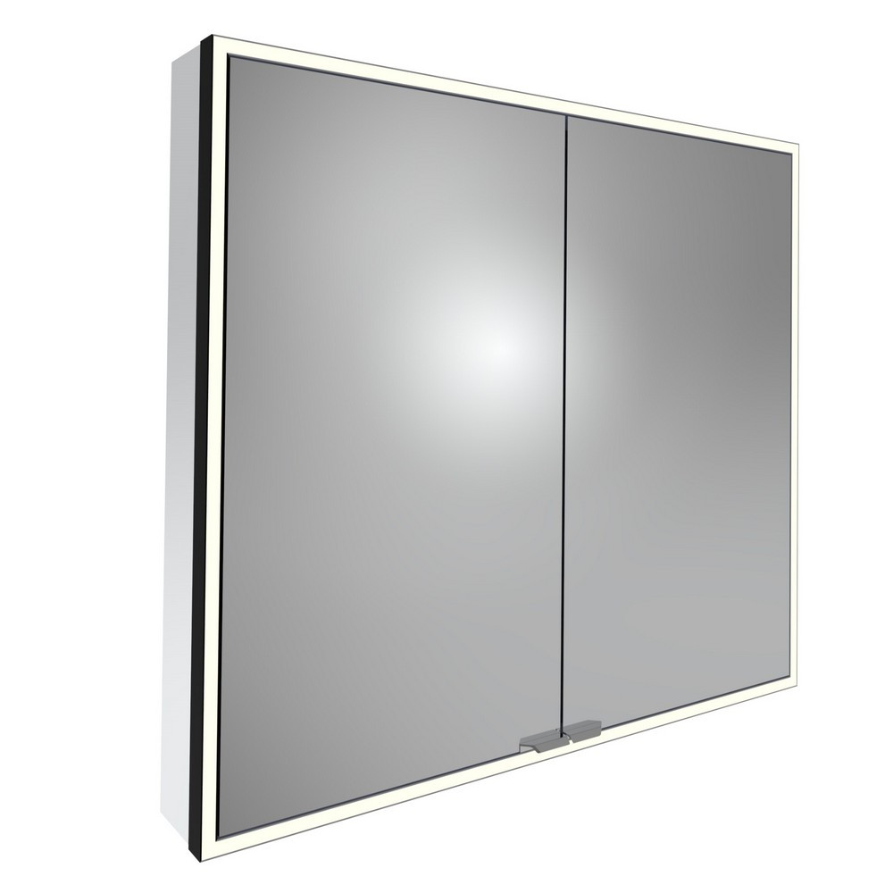 Tavistock Portrait 800mm Double Door Illuminated Mirror Cabinet in Black
