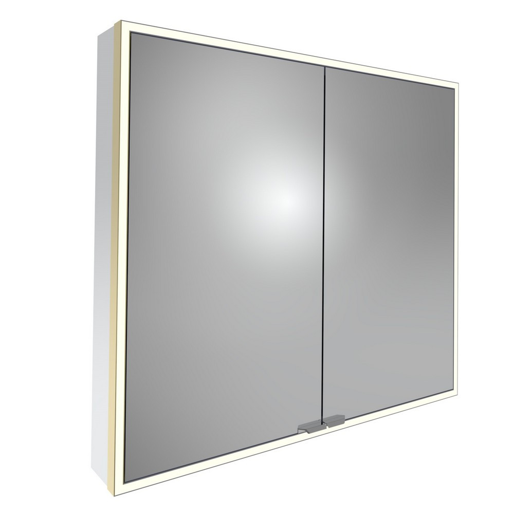 Tavistock Portrait 800mm Double Door Illuminated Mirror Cabinet in Brushed Brass