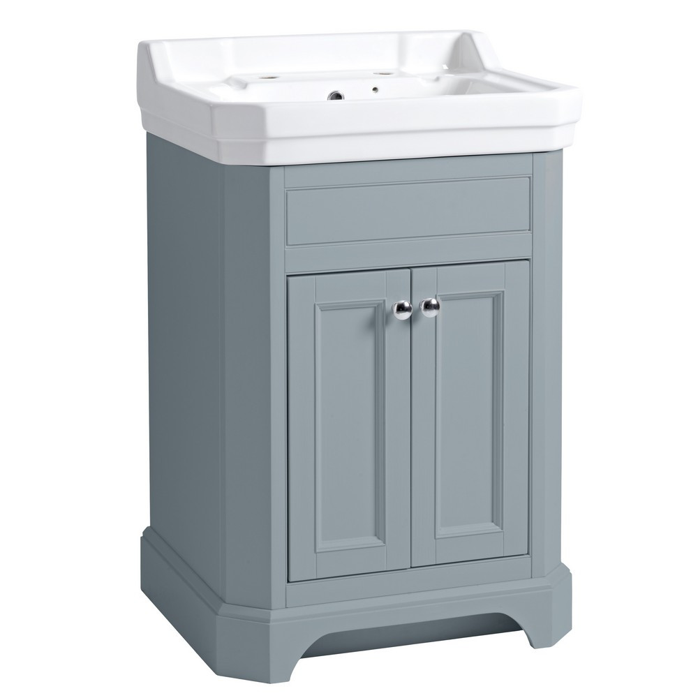 Tavistock Vitoria 600mm Freestanding Vanity Unit and Basin in Mineral Blue