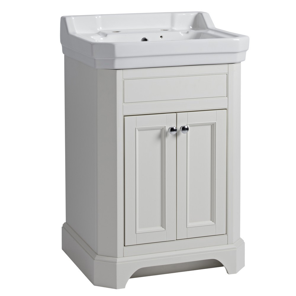 Tavistock Vitoria 600mm Freestanding Unit in Linen White with Basin