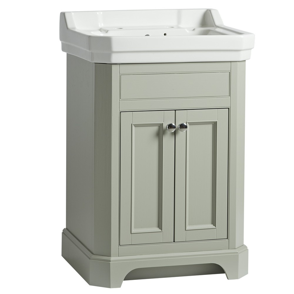 Tavistock Vitoria 600mm Freestanding Unit in Pebble Grey with Basin