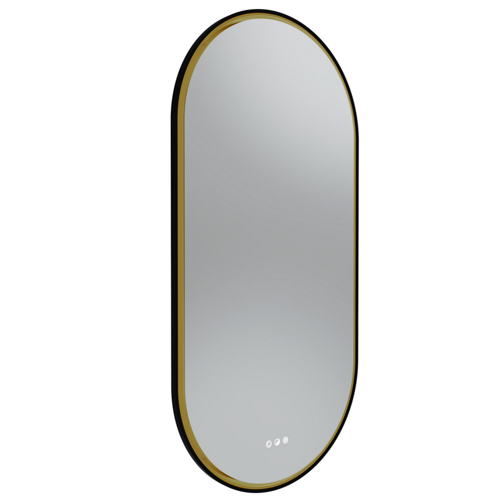 Tavistock Zephyr Black and Brass 500 x 1000mm Pill Illuminated Mirror