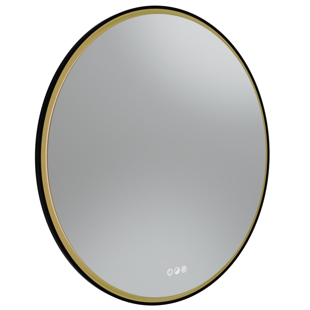 Tavistock Zephyr Black and Brass 800mm Circular Illuminated Mirror