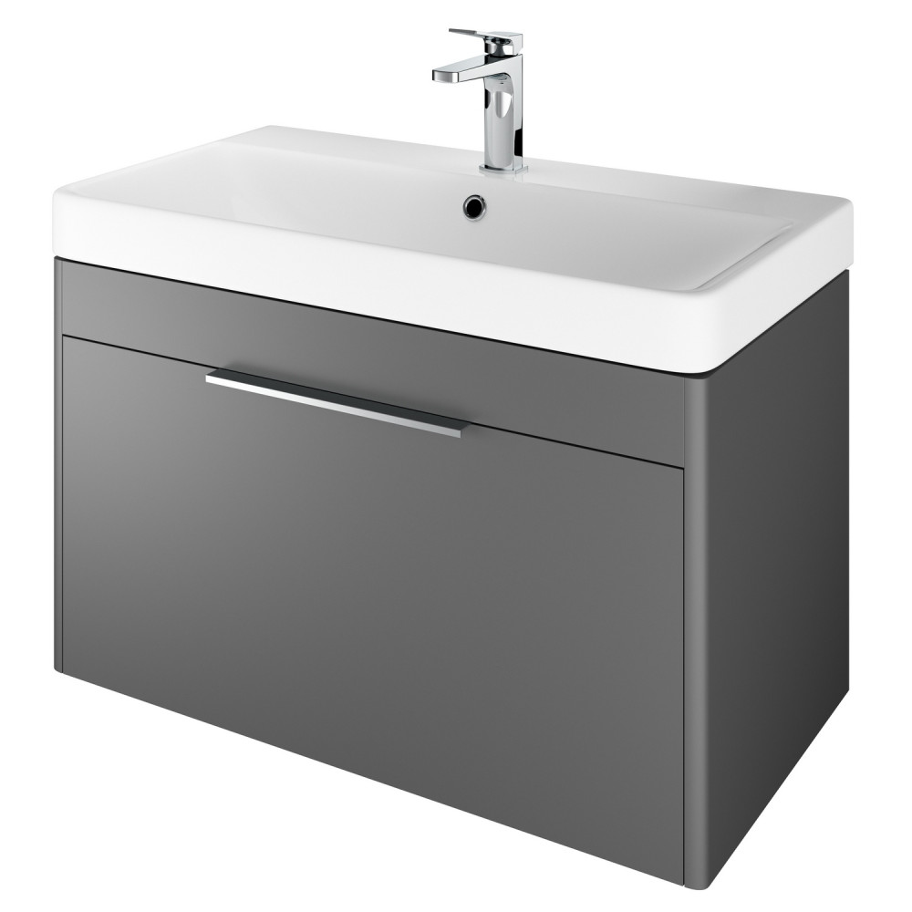 Vantara Cruise 800mm Wall Hung Vanity Unit and Basin in Anthracite Grey