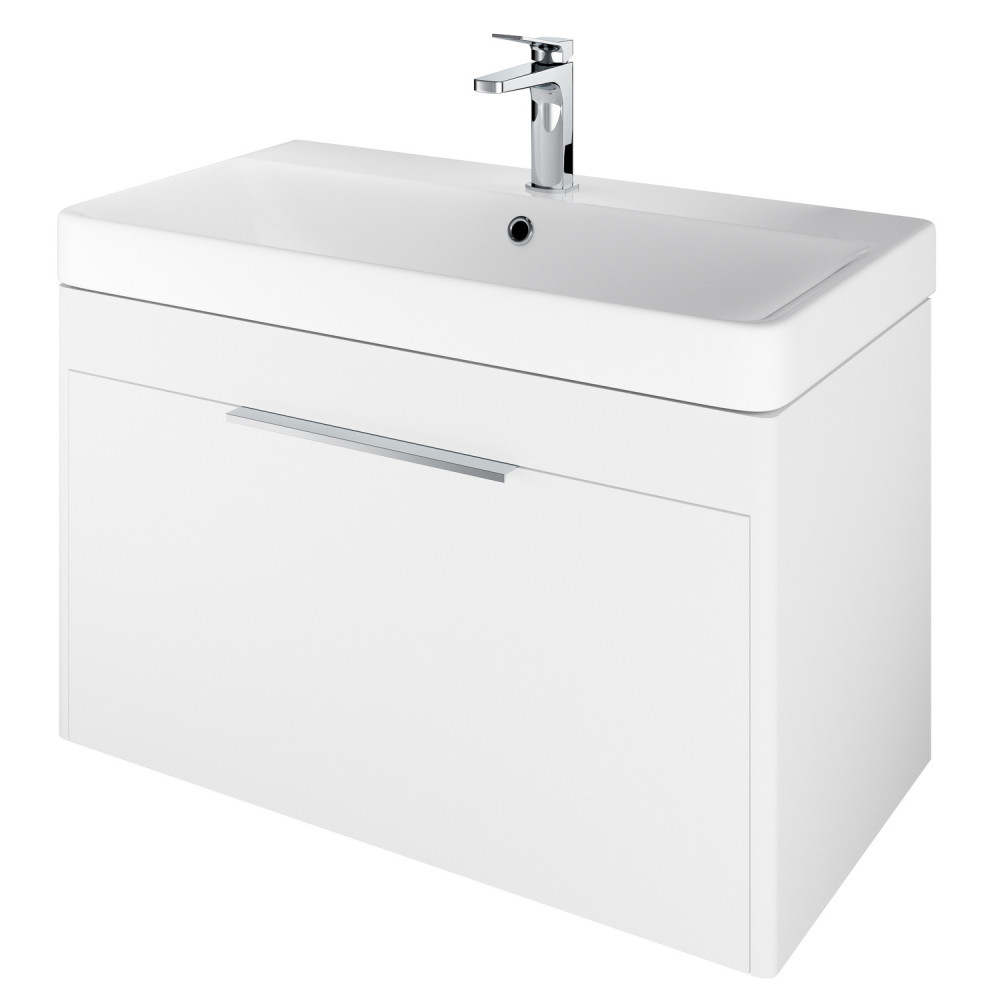 Vantara Cruise 800mm Wall Hung Vanity Unit and Basin in Matt White