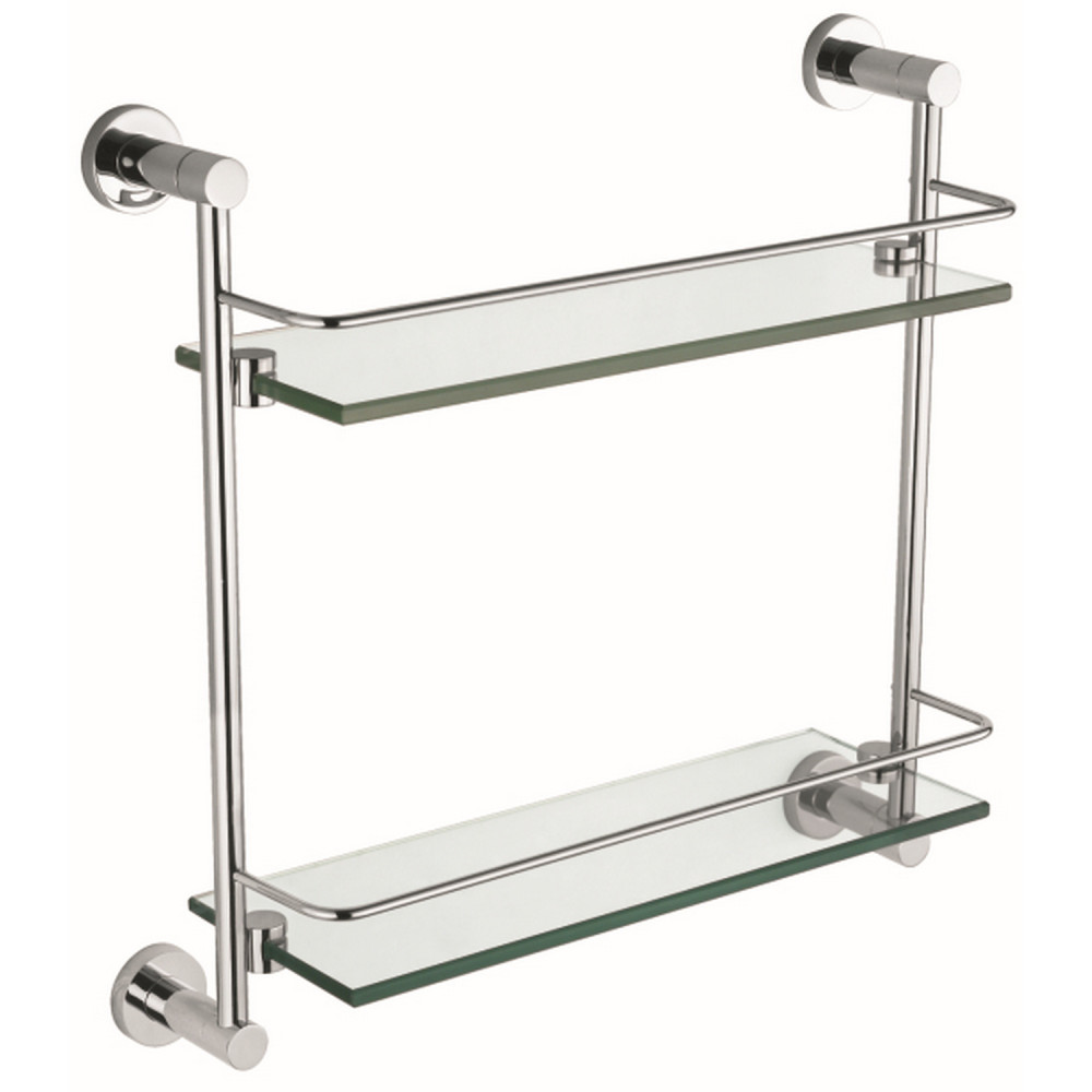 Vantara Spark Double Bathroom Glass Shelf in Chrome