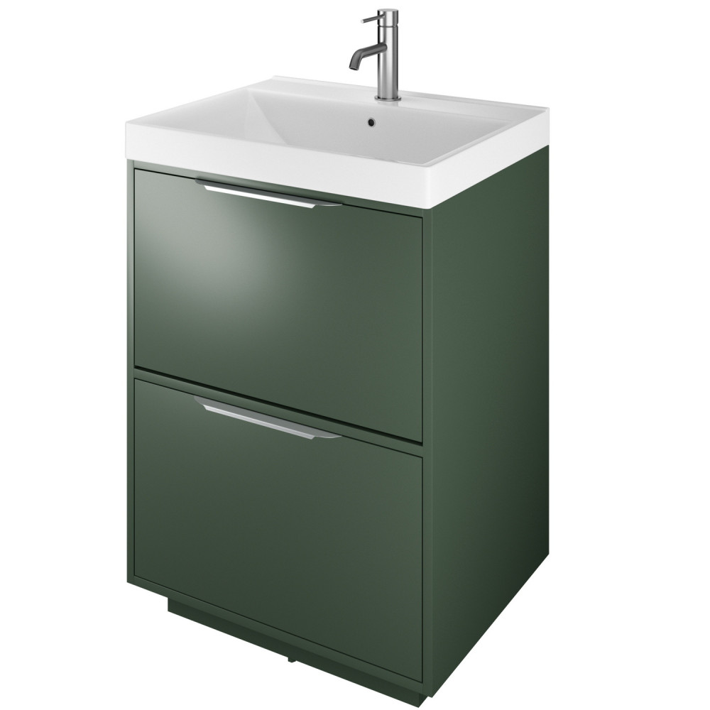 Vantara Active 600mm Freestanding Vanity Unit and Basin in Dark Sage Green