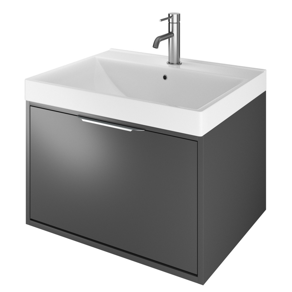 Vantara Active Wall Hung 600mm Vanity Unit and Basin in Dark Grey