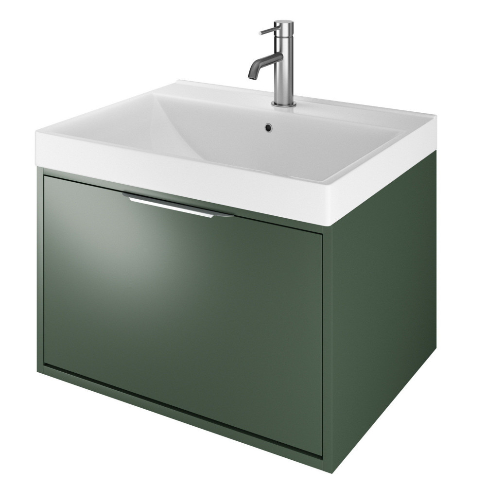 Vantara Active Wall Hung 600mm Vanity Unit and Basin in Dark Sage Green