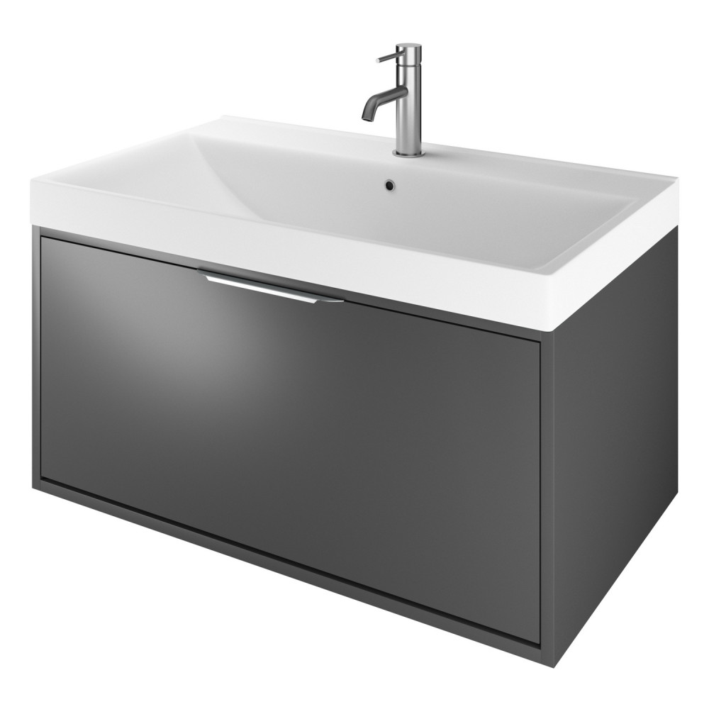 Vantara Active Wall Hung 800mm Vanity Unit and Basin in Dark Grey