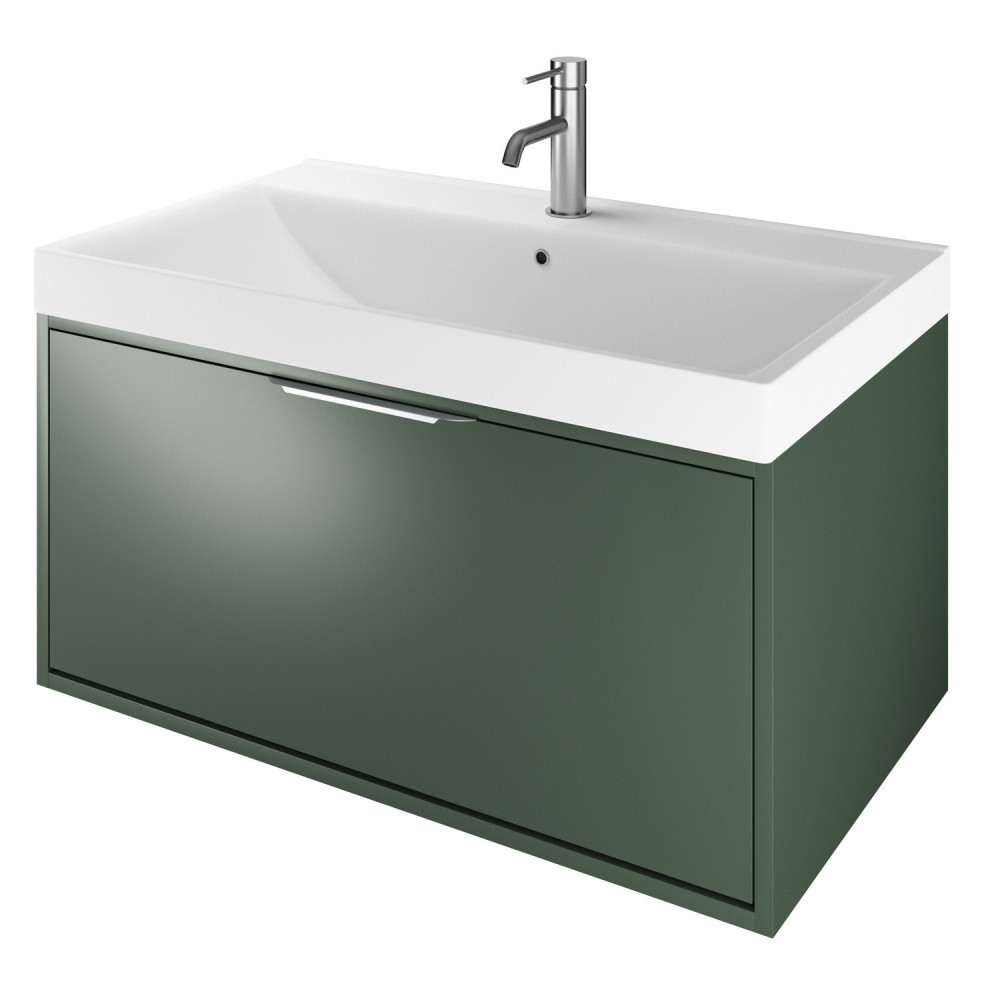 Vantara Active Wall Hung 800mm Vanity Unit and Basin in Dark Sage Green
