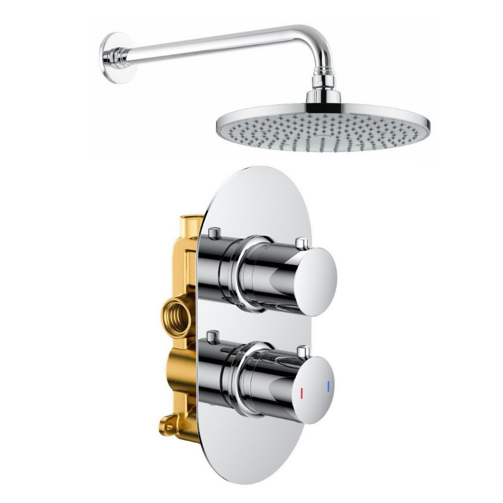Vantara Stellar Chrome Concealed Thermostatic Shower Valve and Fixed Head