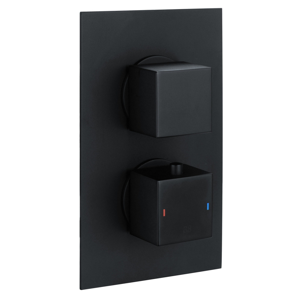 Vantara Stellar Concealed Square Dual Outlet Black Shower Valve