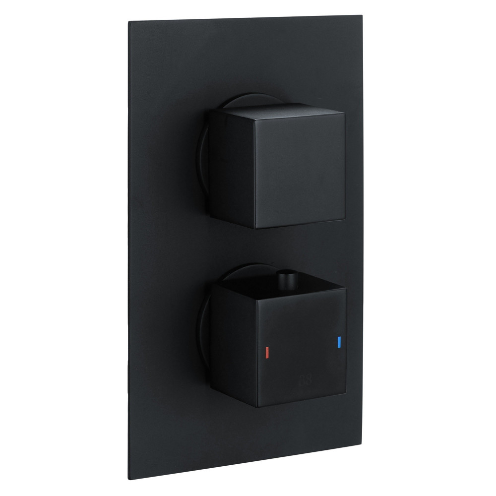 Vantara Stellar Concealed Square Single Outlet Black Shower Valve