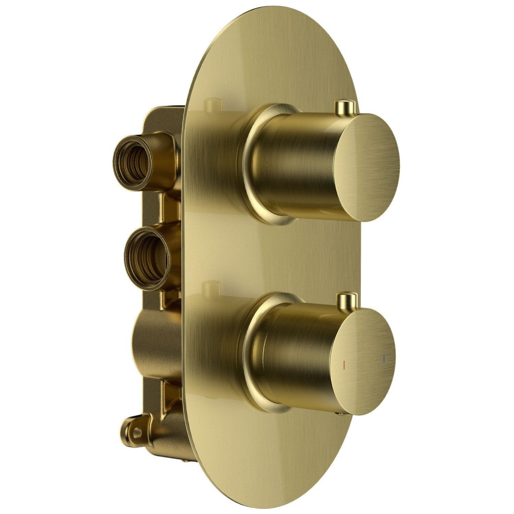 Vantara Stellar Dual Outlet Brushed Brass Lozenge Concealed Shower Valve