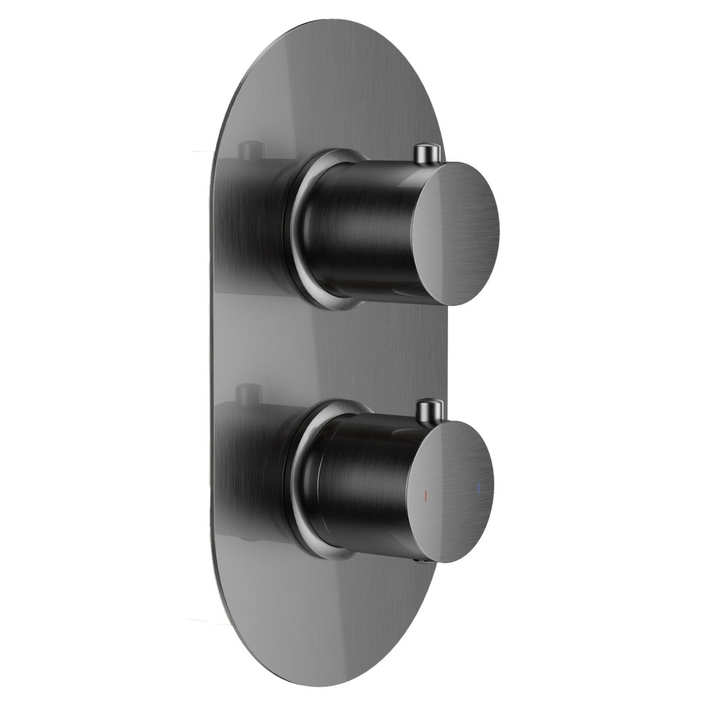 Vantara Stellar Dual Outlet Gunmetal Grey Lozenge Concealed Shower Valve