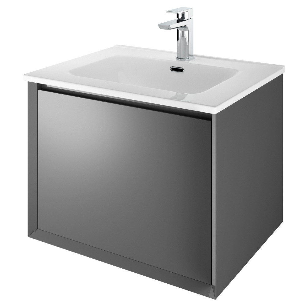 Vantara Leon 610mm Wall Hung Vanity Unit and Basin in Anthracite Grey